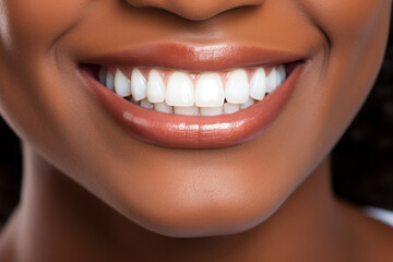 smiling african american woman's mouth. Close-up