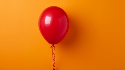 Red Rubber Balloon on yellow background. Party, Birthday, Celebration. 