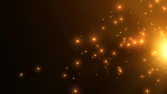Orange glitter particles shower motion background 
