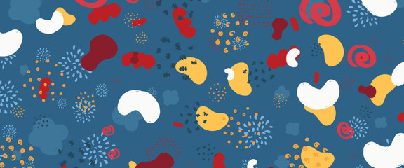 Colorful modern abstract organic banner with cute element