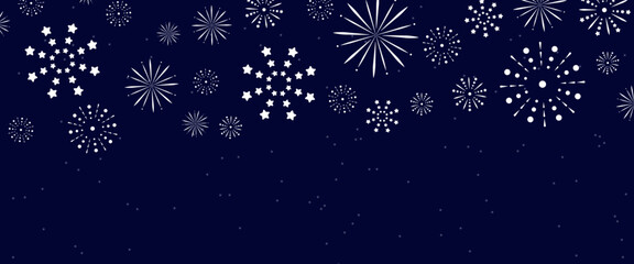 Fototapeta na wymiar Black and white new year abstract fireworks banner
