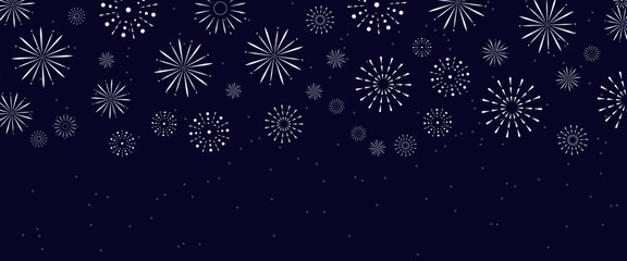 Black and white banner new year design with fireworks