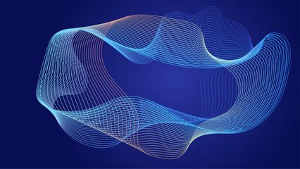 Blue and yellow vector abstract particles soundwave background