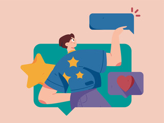 Virtual characters social communication concept business flat vector hand drawn illustration
