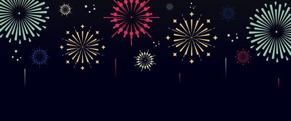 Colorful colourful new year abstract fireworks banner