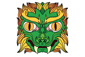 Green Dragon Beast Head Vector Art Sublimation
