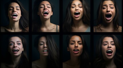 a collection of faces with various expressions that express emotions. generative AI