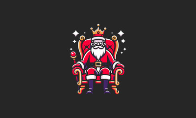 santa shit on chair king vector mascot design