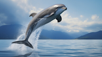  Leaping Atlantic Dolphin, Crisp Ocean Backdrop