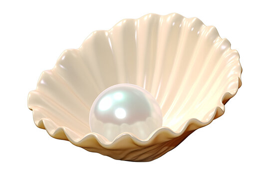 Seashell with clear pearl isolated on transparent background PNG