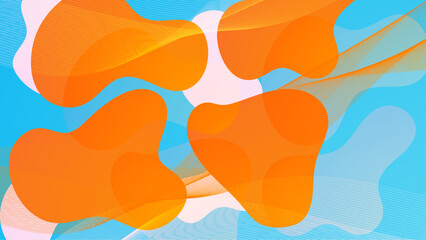 Orange and blue simple abstract background with wave and liquid shape