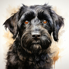 watercolor Black Russian Terrier clipart, Generative Ai