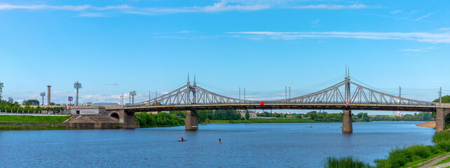 Tver, panoramic view of the Old Volga Bridge