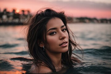 Photorealistic AI generated European Woman at the Beach