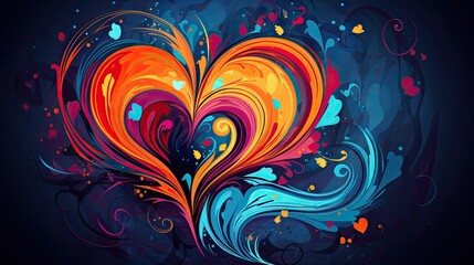 Abstract background dedicated to love and Valentine's Day, with colorful geometric hearts and symbols representing different love themes. Generative AI