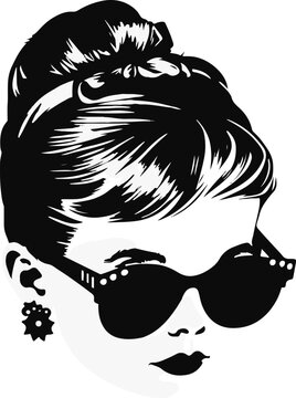 illustration of a stylish girl similar to Audrey Hepburn