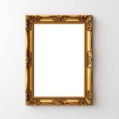 Gold frame with blank PNG center on a white wall - ornate renaissance baroque rococo style - obrazy, fototapety, plakaty