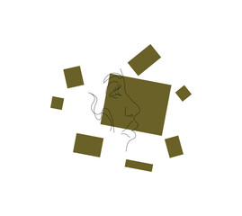 Modern abstract line minimalistic women faces and arts background with different shapes for wall decoration, postcard or brochure cover design. Vector illustrations design.