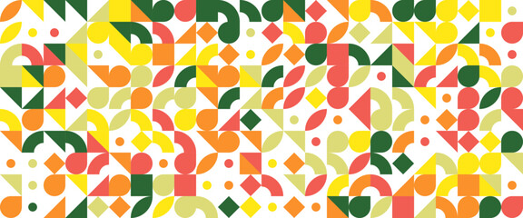 Colorful colourful abstract geometric mosaic banner design with simple shapes