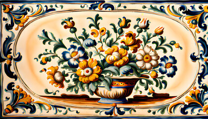 Beautiful Flowers Ceramic Tile Art Illustration