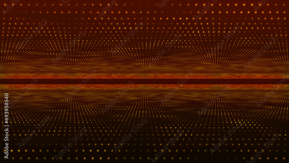 Poster wave of particles. futuristic dots pattern on dark background. big data digital code. technology or 
