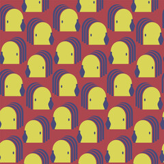 Obraz premium Seamless pattern with aesthetic minimalist interior elements. Door and jar architecture vector illustration.