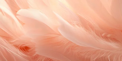 Door stickers Pantone 2024 Peach Fuzz light airy feathers of light peach color, banner, poster