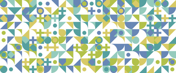Colorful colourful geometric mosaic seamless pattern illustration with creative abstract shapes.