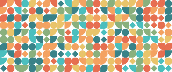 Colorful colourful abstract geometric mosaic banner design with simple shapes