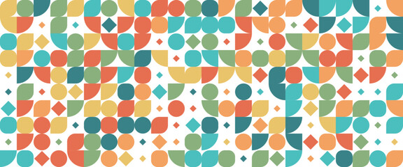 Colorful colourful abstract geometric mosaic banner design with simple shapes