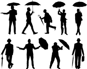 man with umbrella silhouette