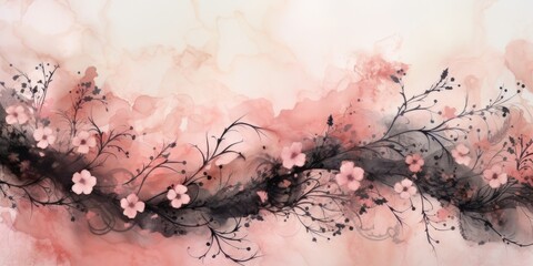 Obraz na płótnie Canvas Creative pink background with golden motifs, AI generated