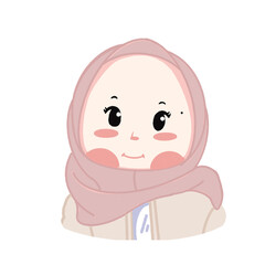 Cute hijab girl chibi illustration