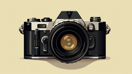Vintage film photo camera. Retro style toned picture. Minimalistic concept