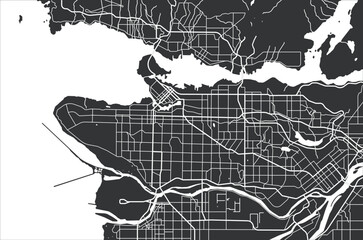 Layered editable vector illustration outline Map of Vancouver,Canada