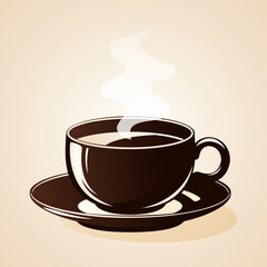 Cup of aromatic coffee on a light background. Vector illustration.