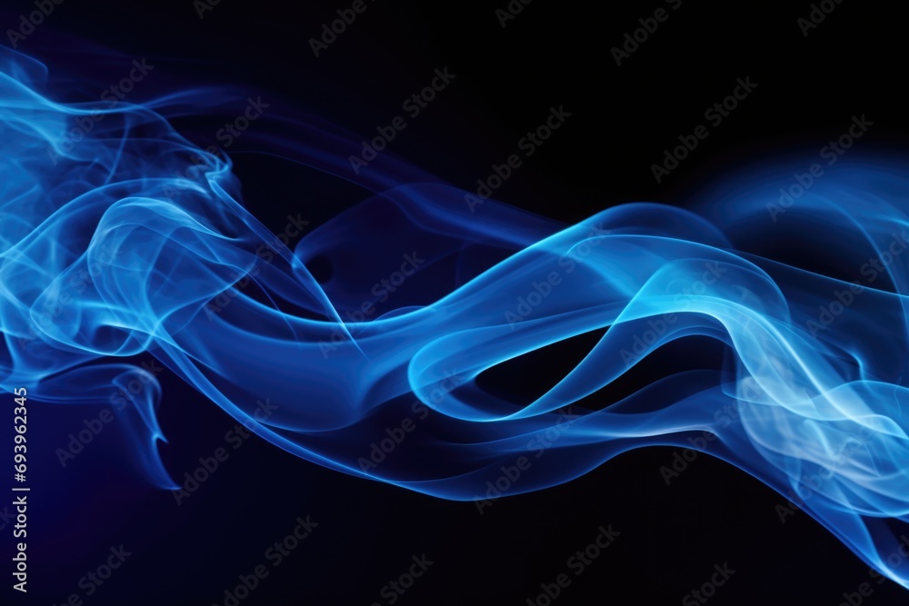 Poster blue smoke captured in a close-up shot against a black background. perfect for adding a touch of mys