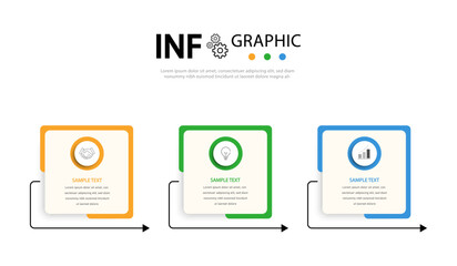 Creative square element design with marketing icons Business idea with 3 options, steps - obrazy, fototapety, plakaty
