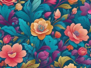 Deurstickers seamless floral pattern background © vransdani