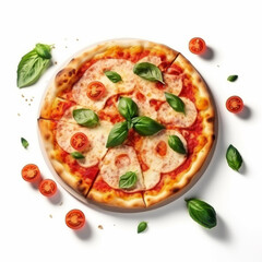 Italian pizza with tomatoes, mozzarella and basil.