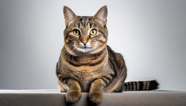 Tabby cat isolated and white background