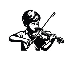 Kid Playing with Violin Vector