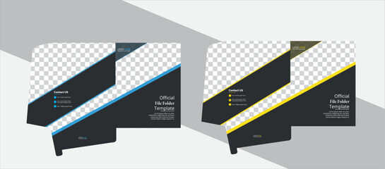 Business presentation folder template for corporate office Document folder design, cover design background for business design, with blue, yellows and black color  