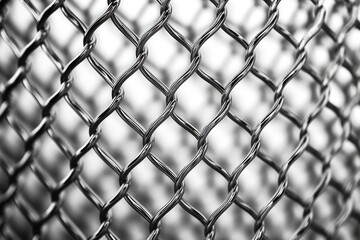 A black and white photo of a chain link fence. Perfect for adding a touch of simplicity and minimalism to any design