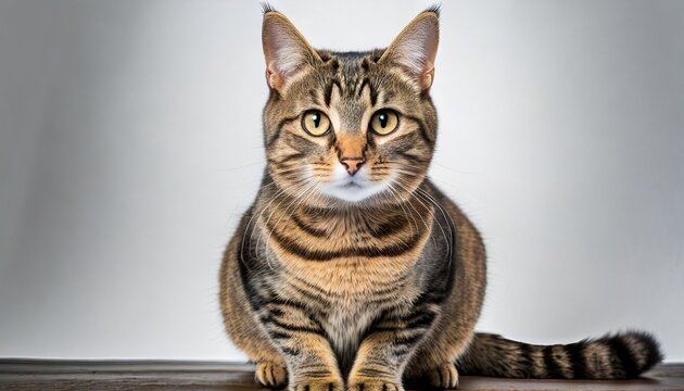 Tabby cat isolated and white background