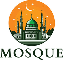 Islamic logo,  mosque, mubarak, muslim, oriental, postcard, 