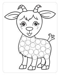 Goat dot marker, cute animals dot marker coloring pages for kids.