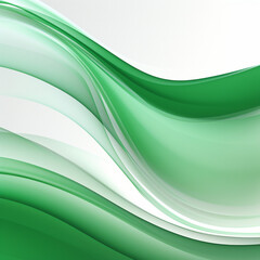 The abstract background is dominated by green