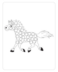 Horse Dot Marker, Cute Animals Dot Marker coloring pages for kids.