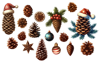 Captured on canvas, a festive harmony unfolds as pine cones and glittering Santa hats interlace in this jubilant tableau.